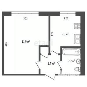 1-к квартира, вторичка, 21м2, 1/5 этаж