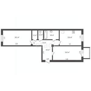 2-к квартира, вторичка, 56м2, 4/4 этаж