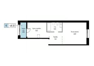 1-к квартира, вторичка, 48м2, 2/17 этаж