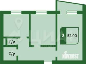 2-к квартира, вторичка, 54м2, 5/10 этаж