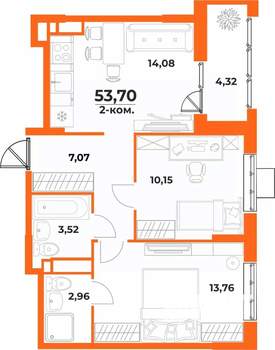 2-к квартира, вторичка, 54м2, 2/10 этаж