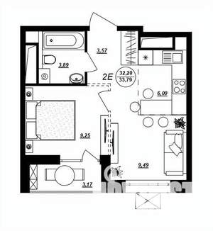 2-к квартира, строящийся дом, 34м2, 2/17 этаж