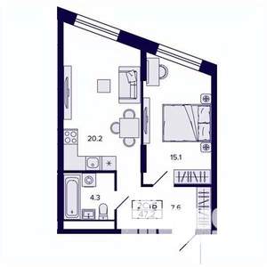2-к квартира, строящийся дом, 47м2, 7/30 этаж