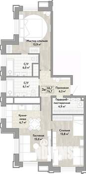 3-к квартира, вторичка, 77м2, 5/21 этаж