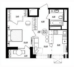 2-к квартира, строящийся дом, 42м2, 1/17 этаж
