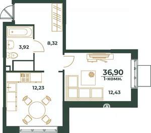 1-к квартира, вторичка, 37м2, 14/24 этаж