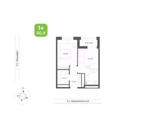 1-к квартира, вторичка, 40м2, 12/20 этаж