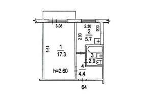 1-к квартира, вторичка, 30м2, 2/5 этаж