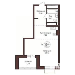 1-к квартира, вторичка, 36м2, 20/23 этаж