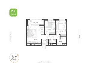2-к квартира, вторичка, 65м2, 21/24 этаж