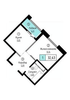 1-к квартира, вторичка, 33м2, 15/20 этаж