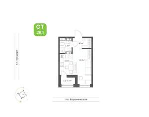 1-к квартира, вторичка, 28м2, 5/9 этаж