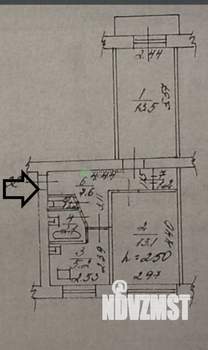 2-к квартира, вторичка, 44м2, 1/5 этаж