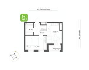 1-к квартира, вторичка, 41м2, 11/20 этаж