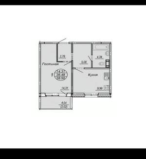 1-к квартира, вторичка, 36м2, 9/11 этаж