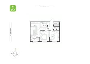 2-к квартира, вторичка, 55м2, 10/16 этаж