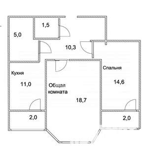 2-к квартира, сданный дом, 60м2, 6/25 этаж