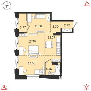 3-к квартира, вторичка, 66м2, 15/19 этаж