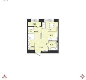 2-к квартира, вторичка, 43м2, 17/19 этаж