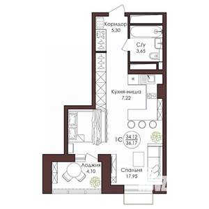 1-к квартира, вторичка, 36м2, 20/23 этаж