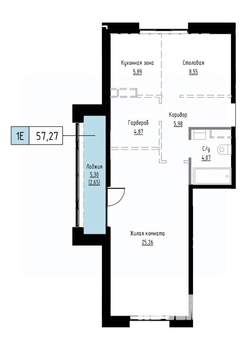 1-к квартира, вторичка, 57м2, 13/17 этаж