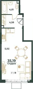 Студия квартира, вторичка, 35м2, 3/24 этаж