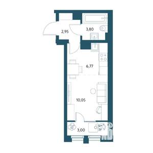 Студия квартира, строящийся дом, 27м2, 14/15 этаж