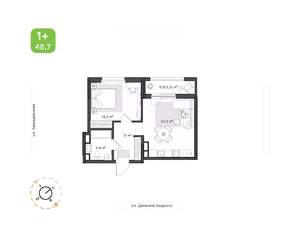 1-к квартира, вторичка, 49м2, 16/21 этаж