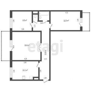 3-к квартира, вторичка, 69м2, 2/10 этаж