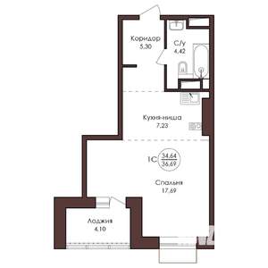 1-к квартира, вторичка, 37м2, 14/23 этаж