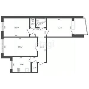 3-к квартира, вторичка, 66м2, 3/10 этаж