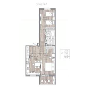 2-к квартира, строящийся дом, 64м2, 5/6 этаж