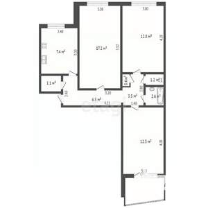 3-к квартира, вторичка, 66м2, 4/9 этаж