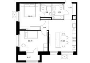 2-к квартира, вторичка, 60м2, 9/10 этаж