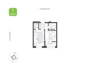 1-к квартира, вторичка, 35м2, 14/16 этаж