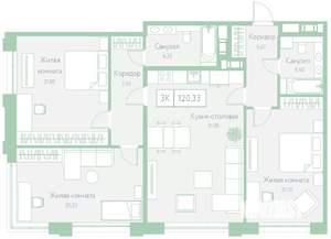 3-к квартира, вторичка, 120м2, 18/22 этаж