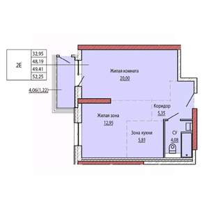 2-к квартира, строящийся дом, 49м2, 4/25 этаж