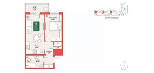 1-к квартира, вторичка, 40м2, 6/12 этаж