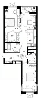 3-к квартира, строящийся дом, 78м2, 11/17 этаж