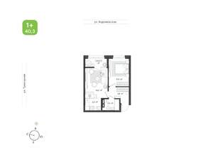 1-к квартира, вторичка, 40м2, 3/9 этаж