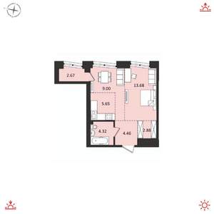 2-к квартира, вторичка, 43м2, 17/17 этаж