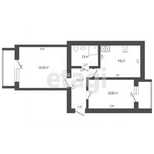 2-к квартира, вторичка, 45м2, 8/9 этаж