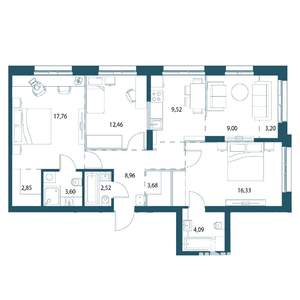 3-к квартира, вторичка, 92м2, 14/25 этаж