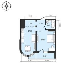 2-к квартира, строящийся дом, 53м2, 6/25 этаж