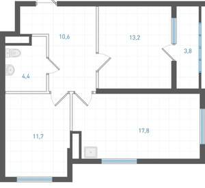 2-к квартира, вторичка, 59м2, 8/25 этаж