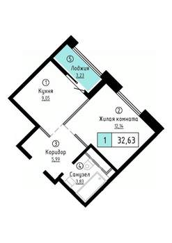 1-к квартира, вторичка, 33м2, 17/20 этаж