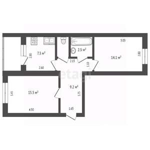 2-к квартира, вторичка, 47м2, 1/5 этаж