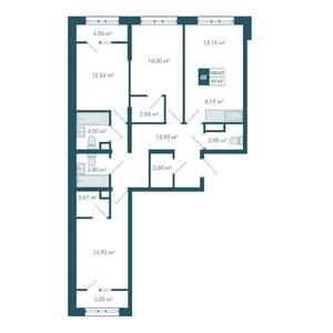 4-к квартира, строящийся дом, 101м2, 3/15 этаж