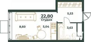 Студия квартира, вторичка, 23м2, 18/24 этаж