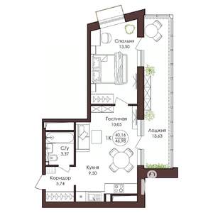 1-к квартира, вторичка, 47м2, 20/23 этаж